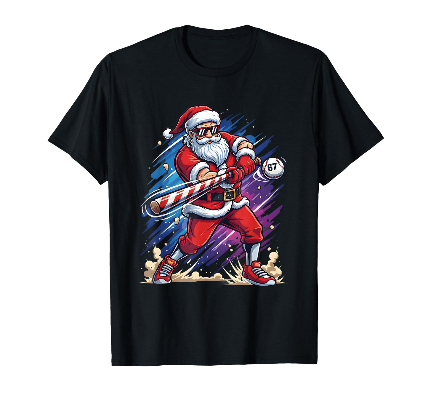Christmas Baseball Funny Santa Game Day Xmas Boys Baseball T-Shirt