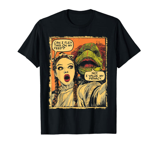 Halloween Comic Selfie with Monster Privacy Joke T-Shirt