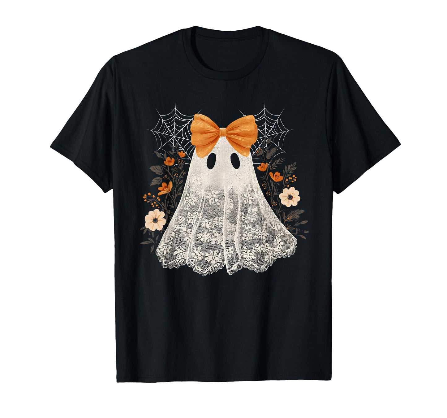 Cute Lace Ghost Floral Coquette Bow Women Girl Halloween T-Shirt