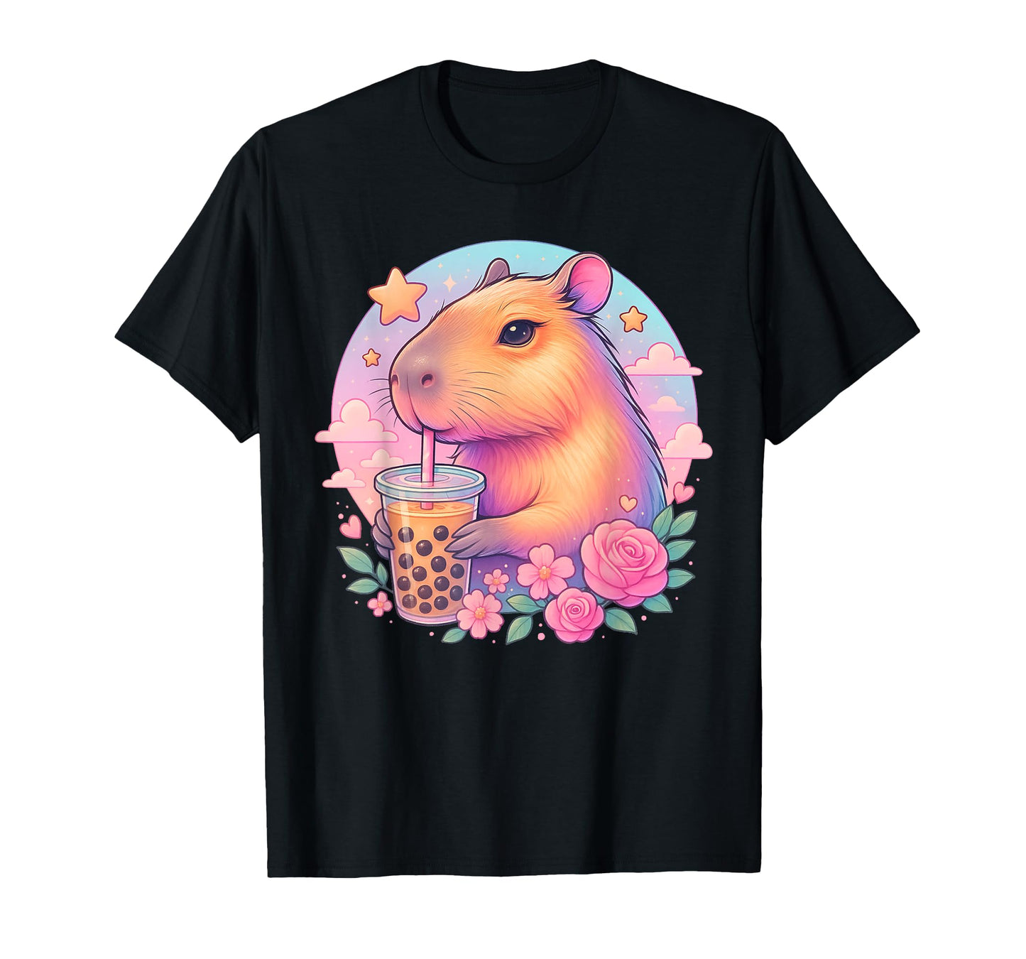 Cute Capybara Kawaii Anime Boba Bubble Tea Lover Girls Teen T-Shirt