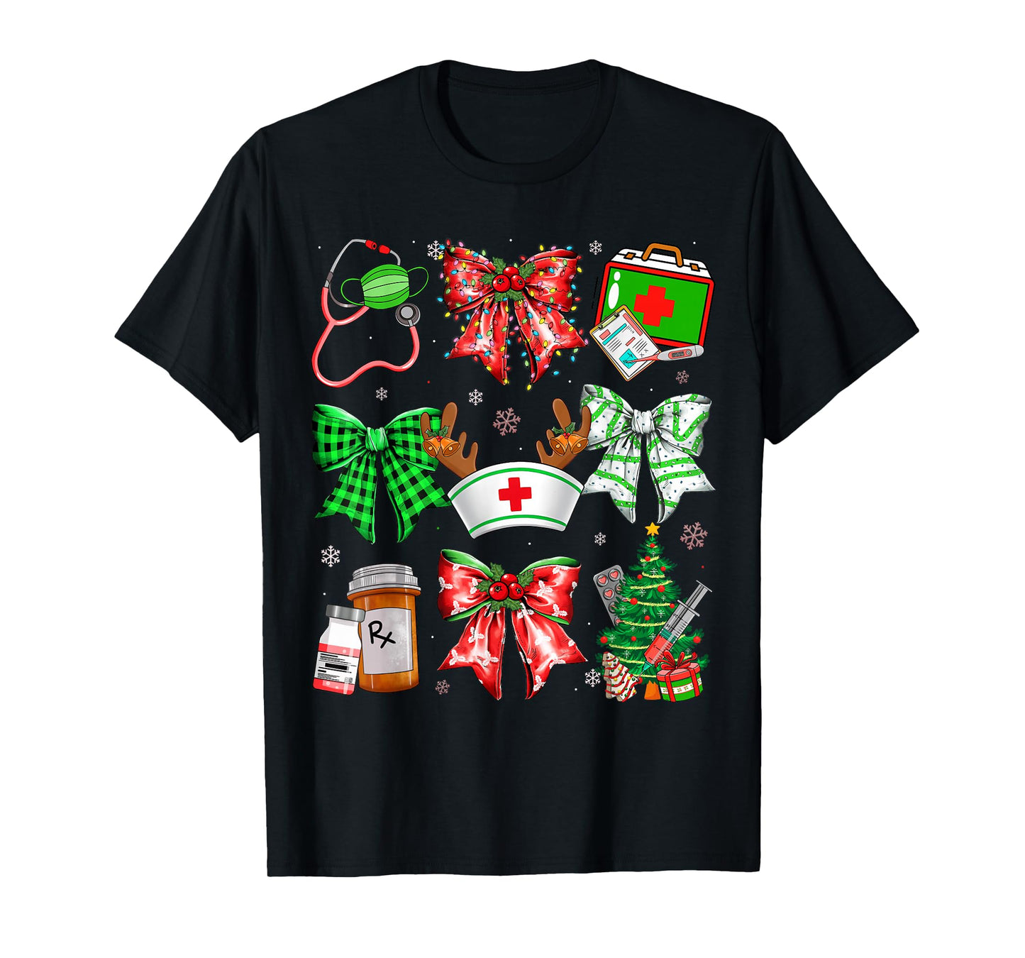 Nurse Coquette Bow Stethoscope Christmas Nursing Xmas PJs T-Shirt