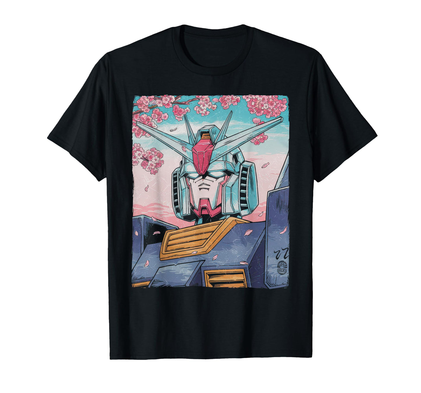 Mecha Tshirt Japanese Mecha Robot Head Anime Art Ukiyo-E T-Shirt
