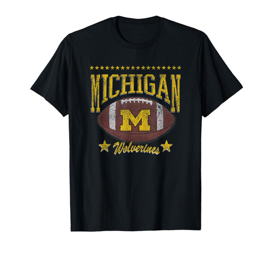 Michigan Wolverines Football Vintage Stars Navy T-Shirt