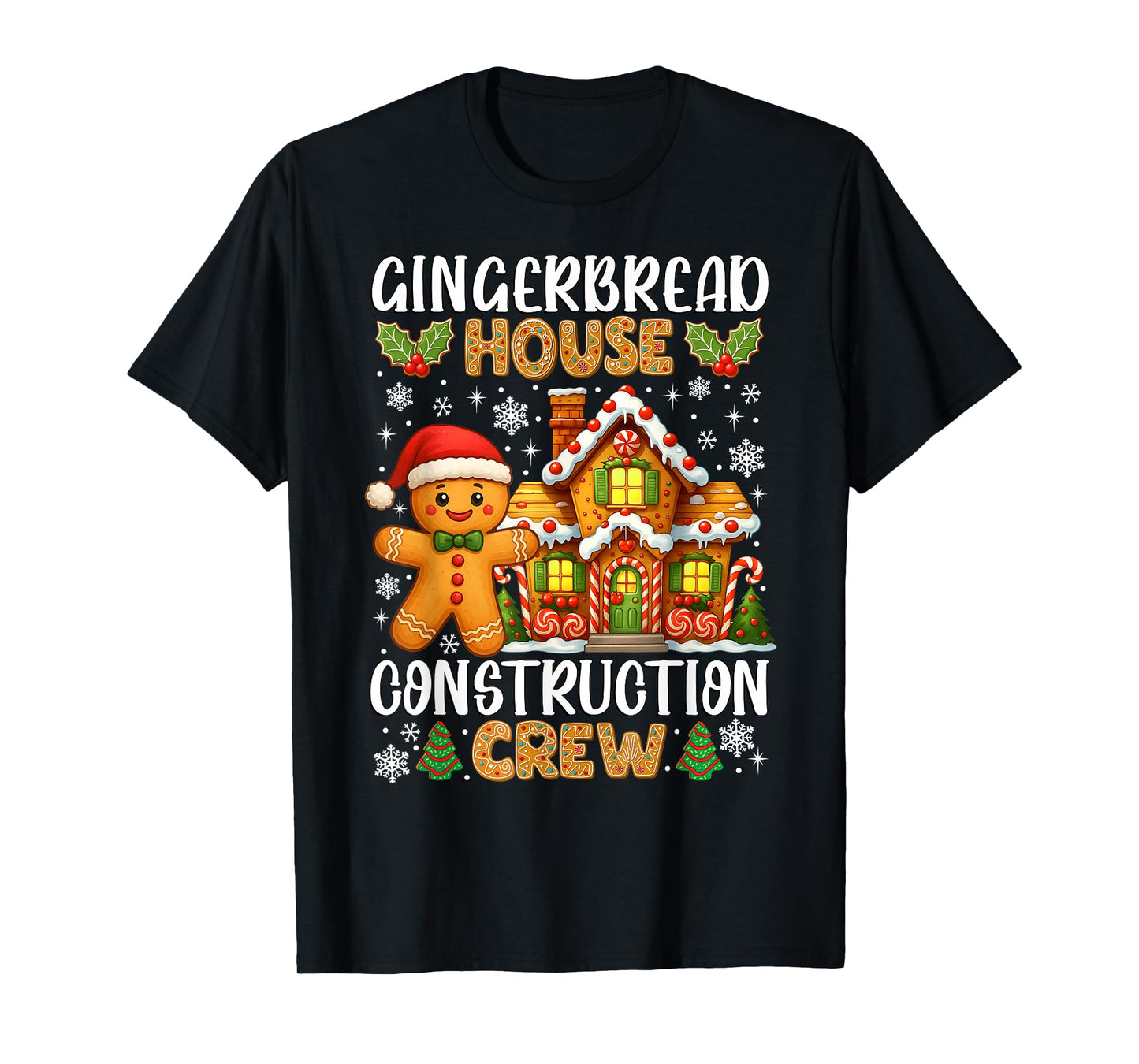 Gingerbread House Construction Crew Christmas Cookie Kids T-Shirt