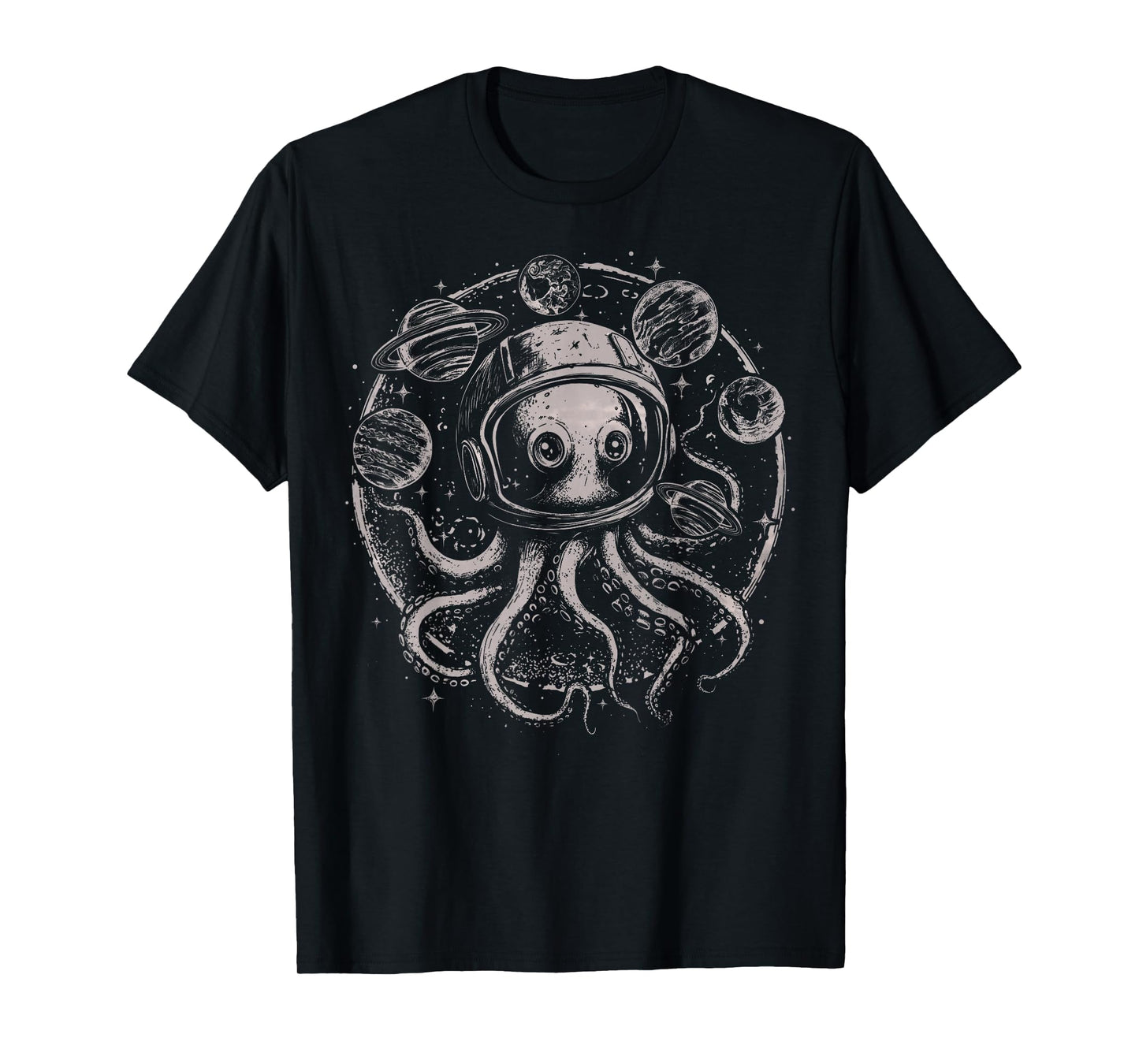 Funny Astronaut Octopus Outer Space UFO Alien Cosmic Horror T-Shirt
