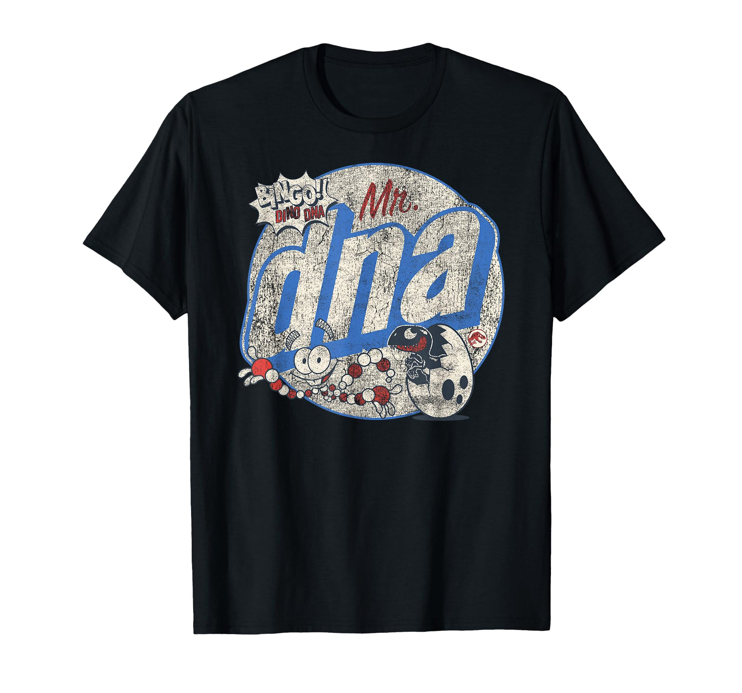 Jurassic World Retro Mr. DNA Bingo Dino Logo T-Shirt Small