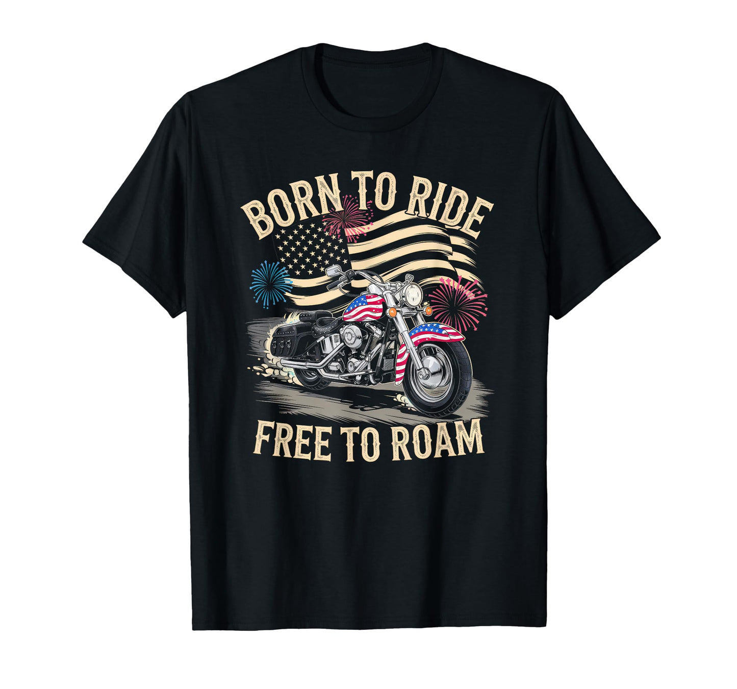 American Flag Motorcycle Tshirt USA Flag Biker Retro T-Shirt