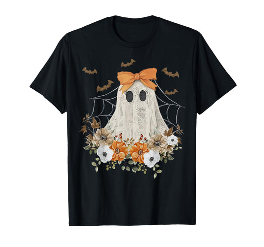 Coquette Ghost Flower Ghost Spooky Lace T-Shirt