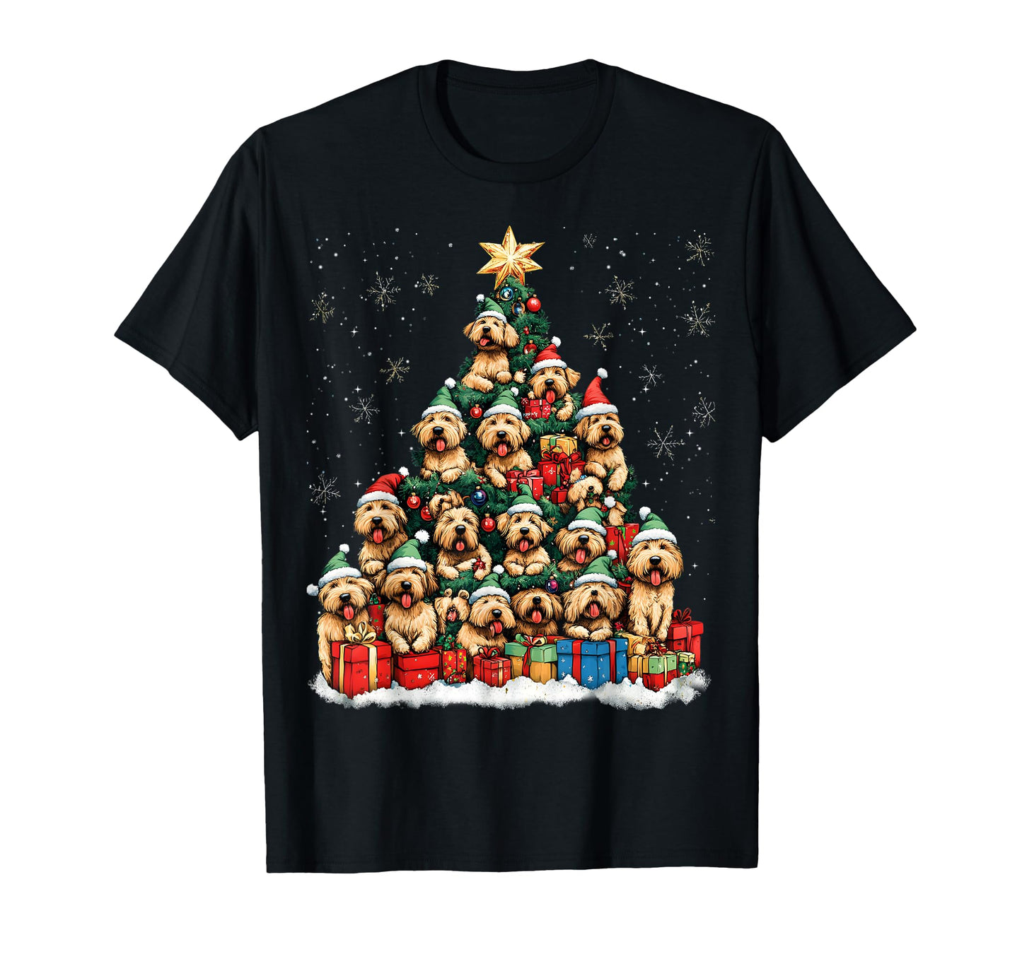 Soft Coated Wheaten Terrier Christmas Tree Dog Santa Dogmas Men Women Kids T-Shirt