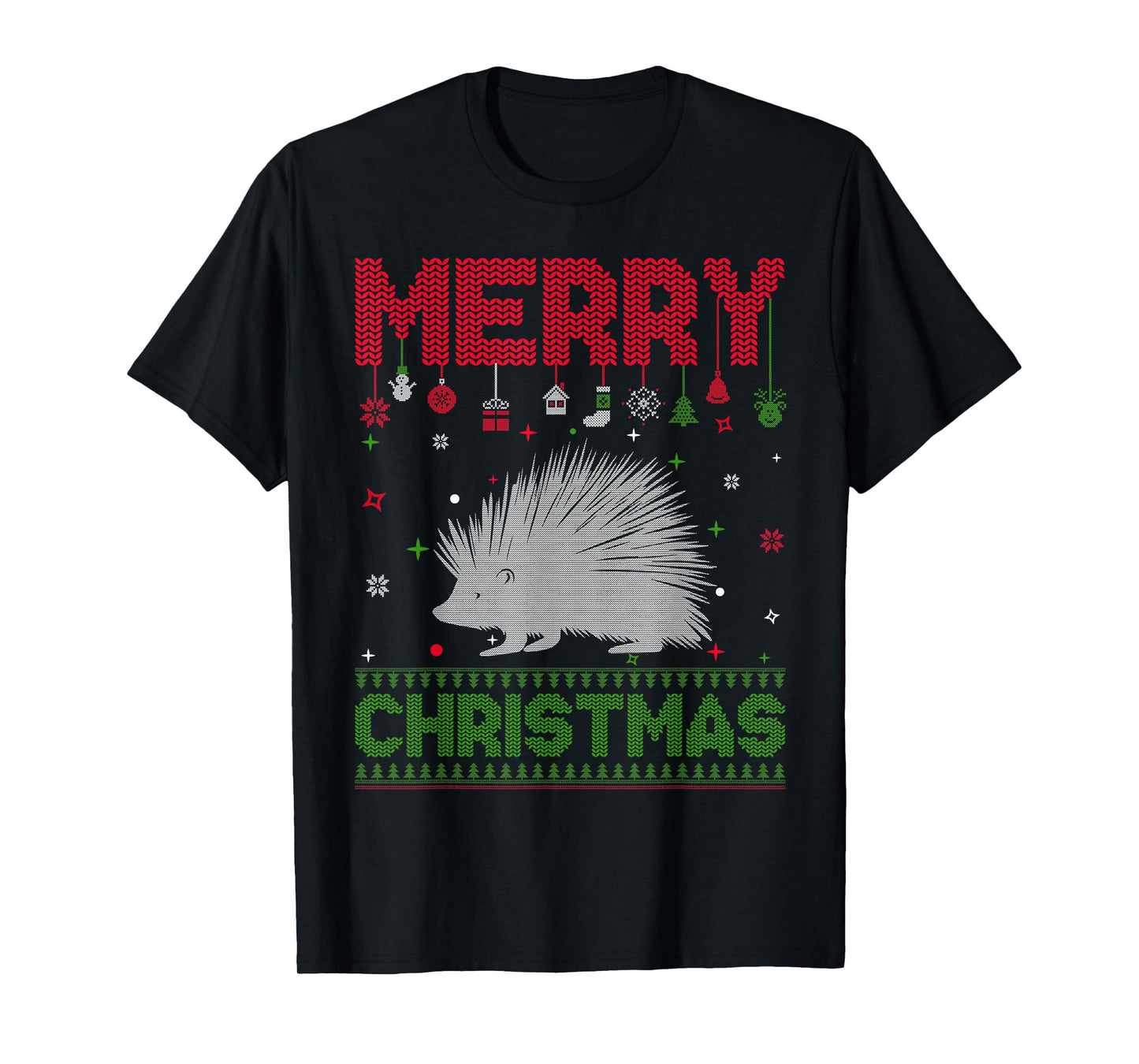 Ugly Holiday Sweater Christmas Funny Porcupine Graphic T-Shirt