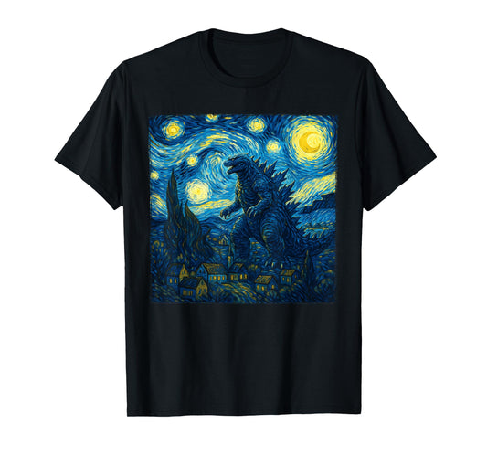 Japanese Monster Kaiju Van Gogh Starry Night T-Shirt