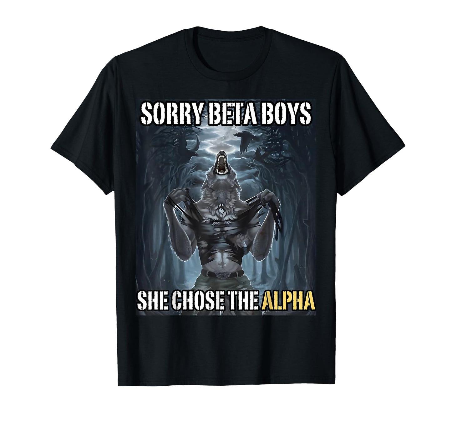 Sorry Beta Boys She Chose The Alpha Funny Alpha Wolf Meme T-Shirt