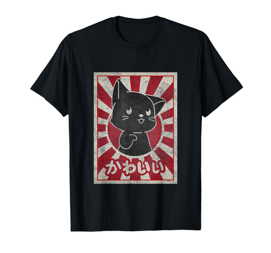 Kawaii cat Japanese black anime Cat Lover Men Women T-Shirt