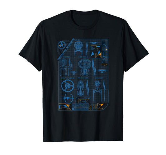 Star Trek Federation Starships Blueprints Group Shot Vintage T-Shirt