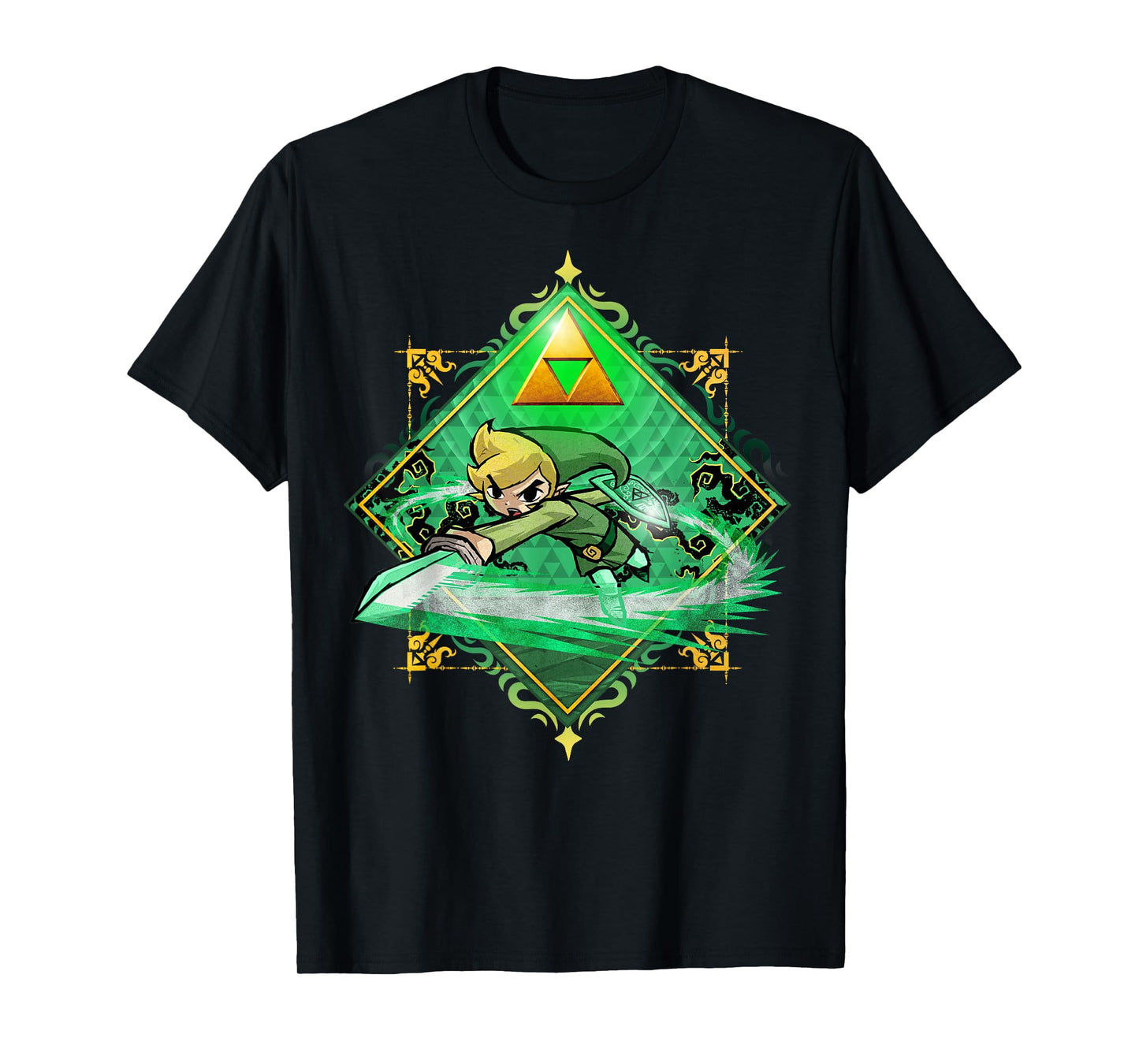 The Legend of Zelda: The Wind Waker Link Gold Sword Badge T-Shirt