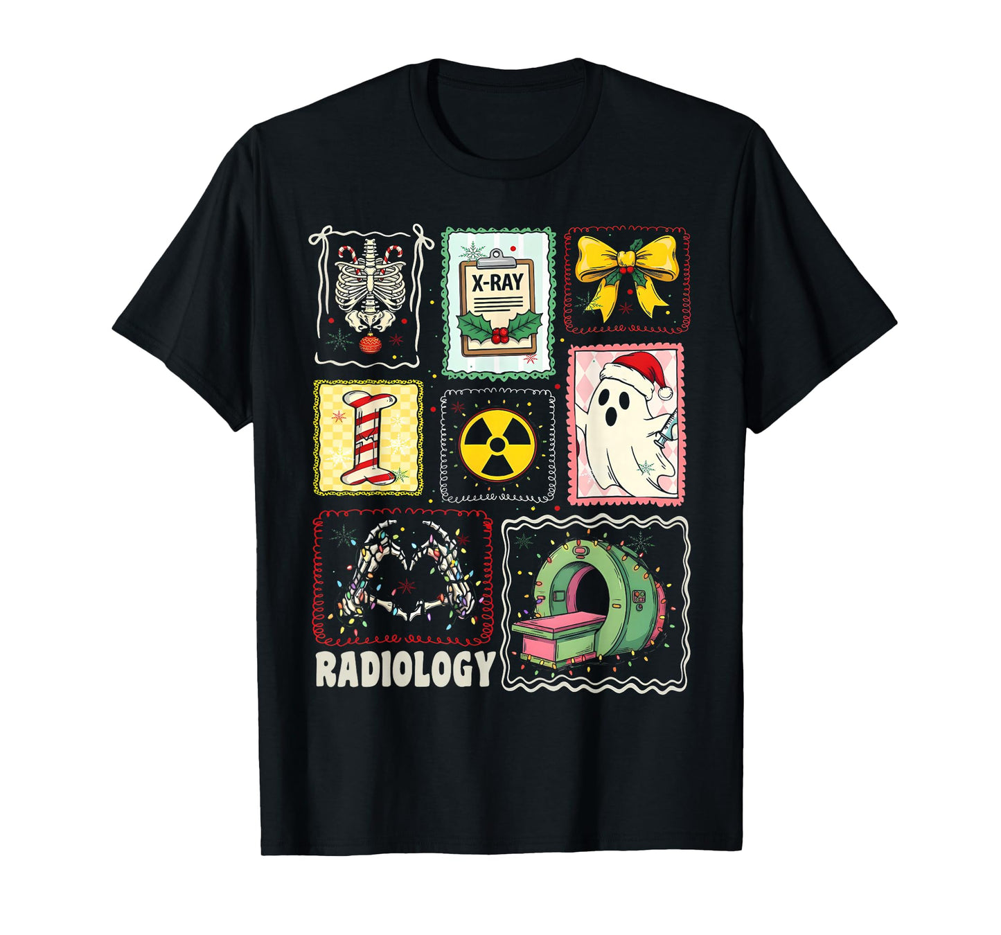 Stamp Ghost Xray Tech Radiology Squad Rad Tech Christmas T-Shirt