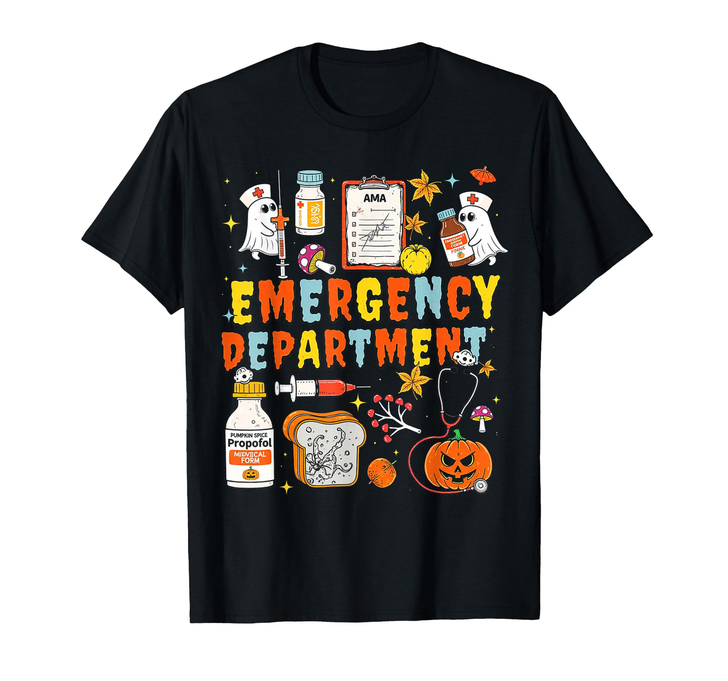 Spooky Emergency Department Funny Nurse Cute Ghost Halloween T-Shirt