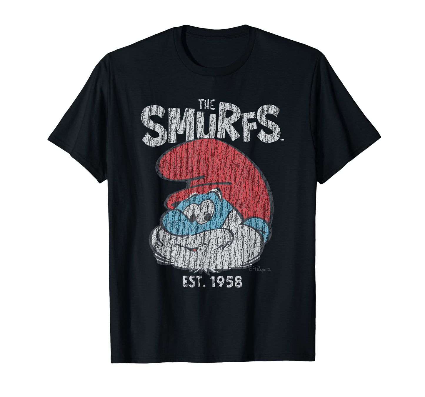 The Smurfs Vintage Papa Smurf Est. 1958 Retro Cartoon T-Shirt