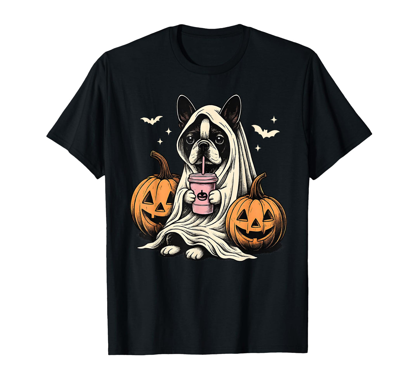 Boston Terrier Ghost Boo Halloween Costume Spooky Season T-Shirt