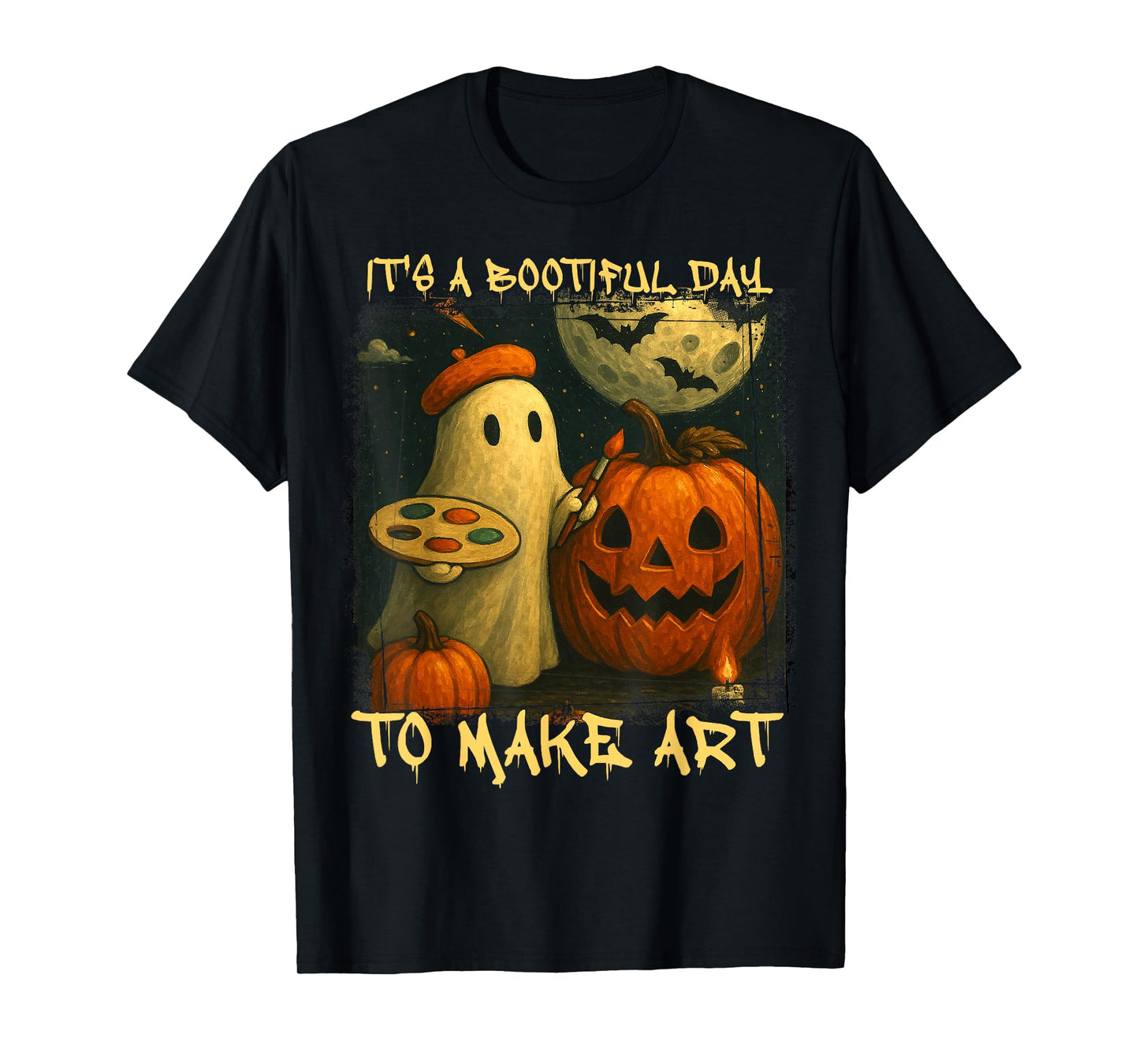 Groovy It's A Bootiful Day to Make Art Halloween Art Teacher T-Shirt