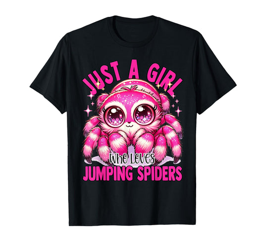 Just a Girl Who Loves Jumping Spiders Kids Pink Salticidae T-Shirt