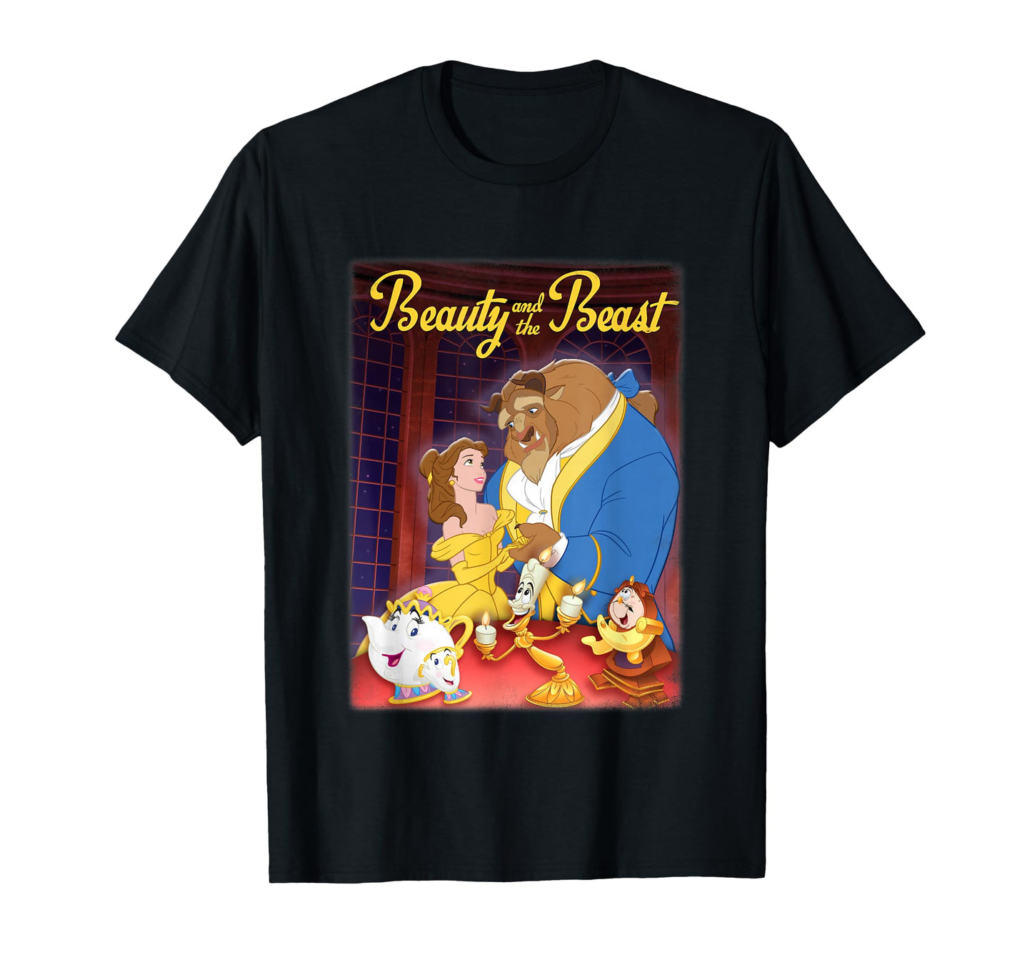 Disney Beauty and The Beast Distressed Movie Poster T-Shirt