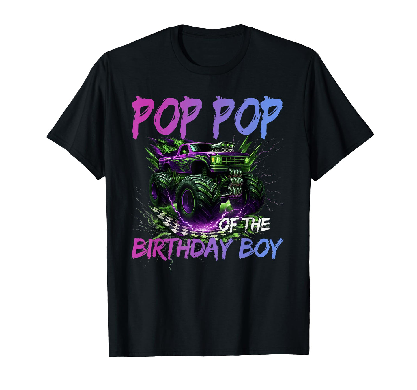 Pop Pop of The Birthday Boy Monster Truck Birthday T-Shirt