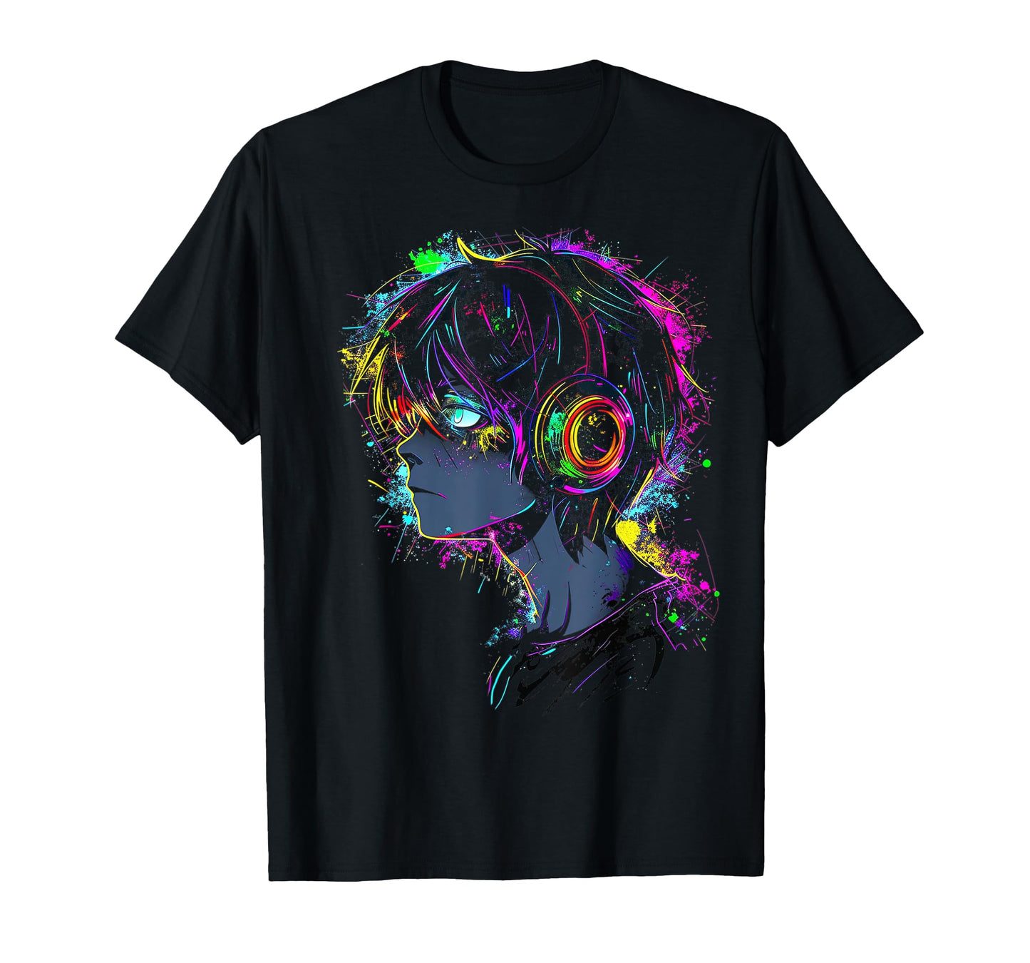 Anime Manga Graphic Headphone Illustration Anime T-Shirt