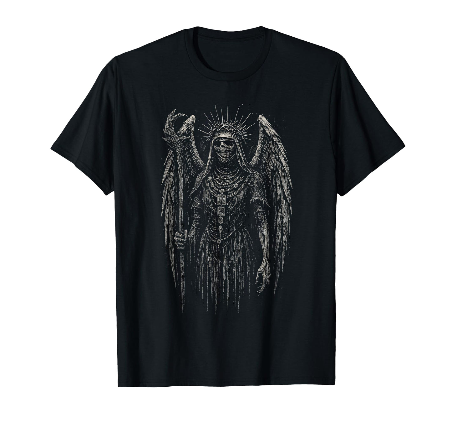 Dark Skeleton Angel Demon Wings Goth Fallen Horror Fantasy T-Shirt