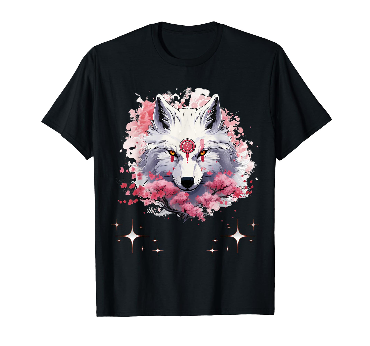 Okami Wolf Japanese Anime Kawaii Blossom Cherry Flower T-Shirt