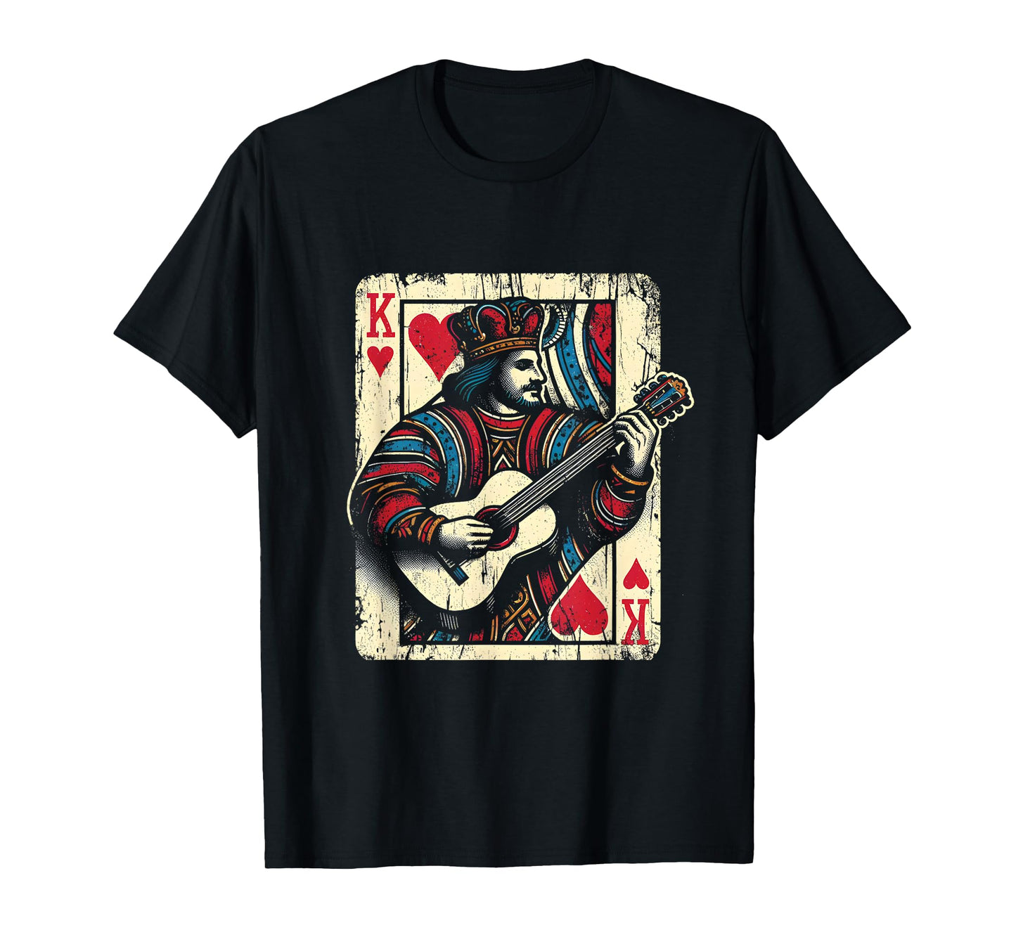 King Of Hearts Guitarist - Vintage Guitar Card Game Lover T-Shirt