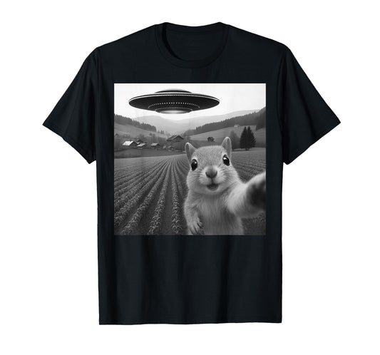 Squirrel Selfie with Alien UFO Funny Gifts for Men Women Kid T-Shirt