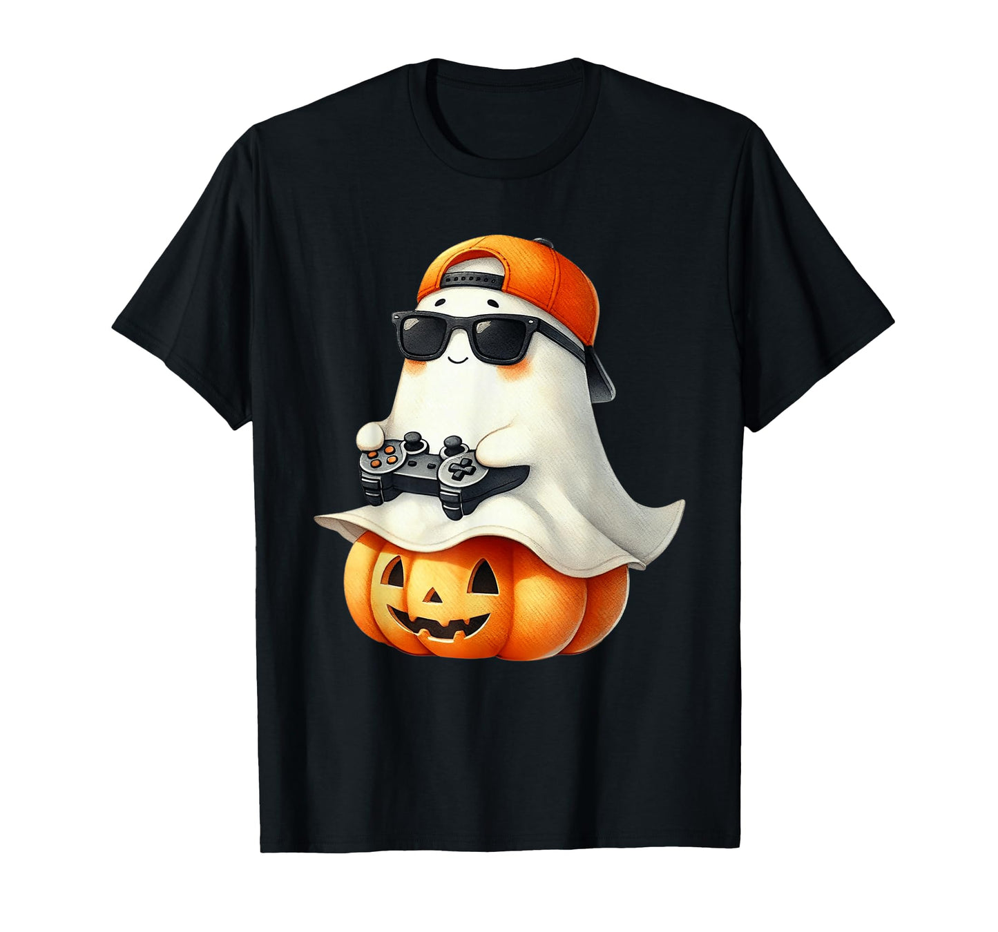 Halloween Ghost Gamer Video Gaming Pumpkins Boys Men Kids T-Shirt