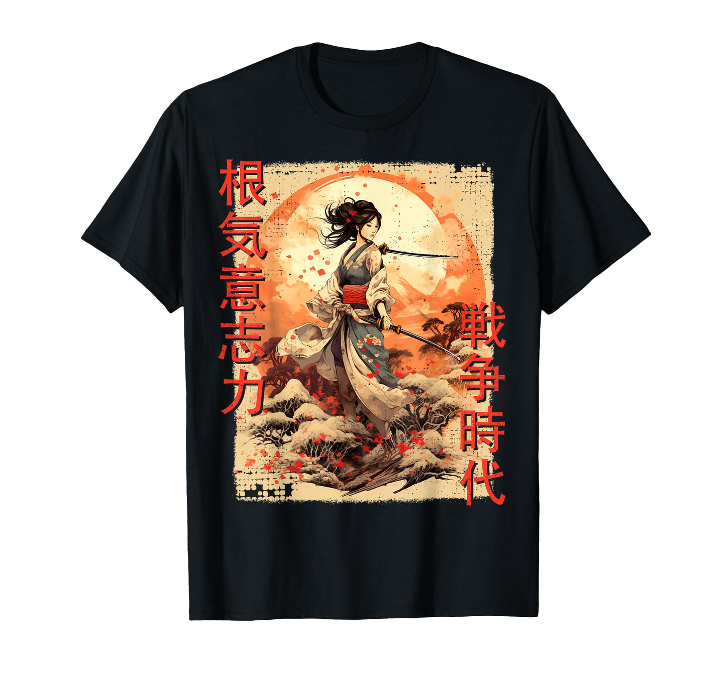 Samurai Woman Warrior Japanese Ninja Woman Kawaii T-Shirt