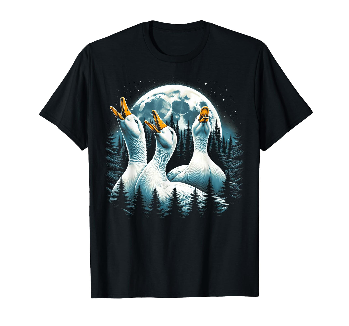 3 Ducks Howling At The Moon Wolf Animal T-Shirt