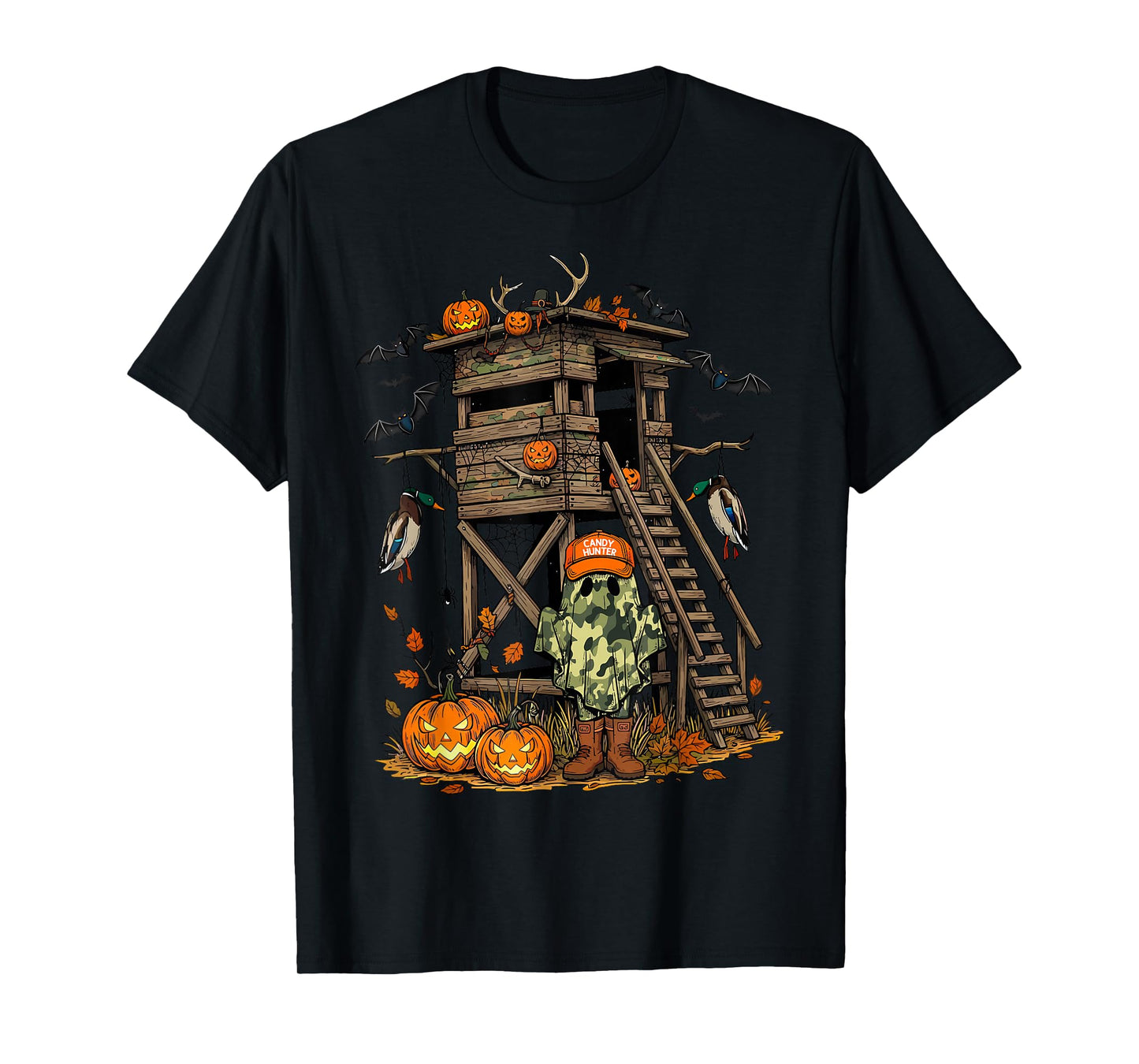 Candy Hunter Camo Ghost Boys Halloween Deer Duck Hunting T-Shirt