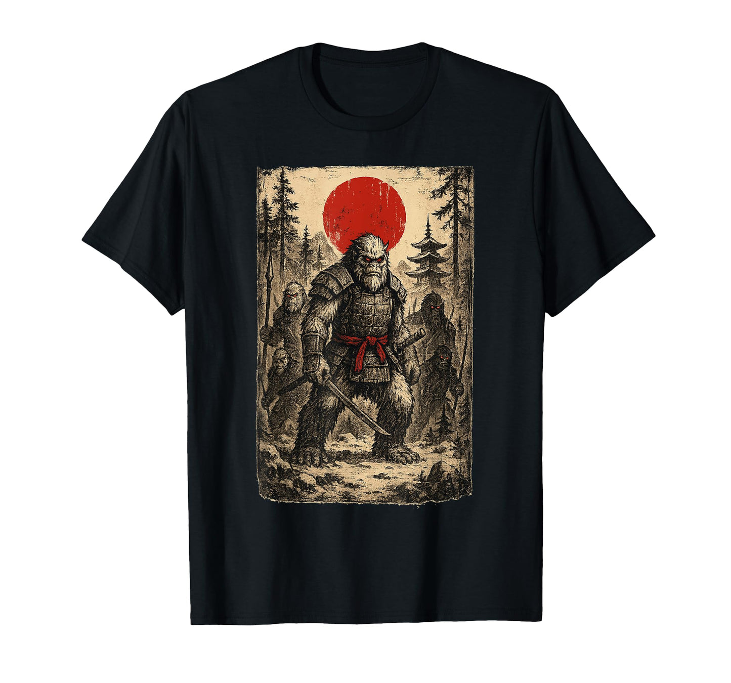 Samurai Bigfoot; Japanese Vintage Ukiyo-e Art T-Shirt