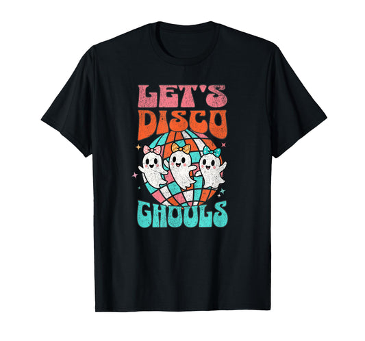 Let's Disco Ghouls Cute Coquette Ghosts 70s Disco Ball T-Shirt