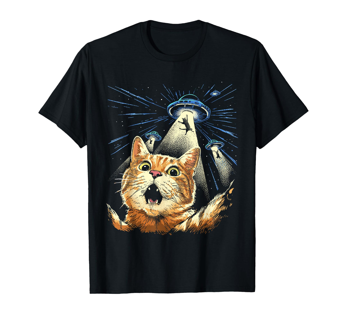 Alien Cat Shirt Funny Invasion Cat Selfie UFO Abduction T-Shirt