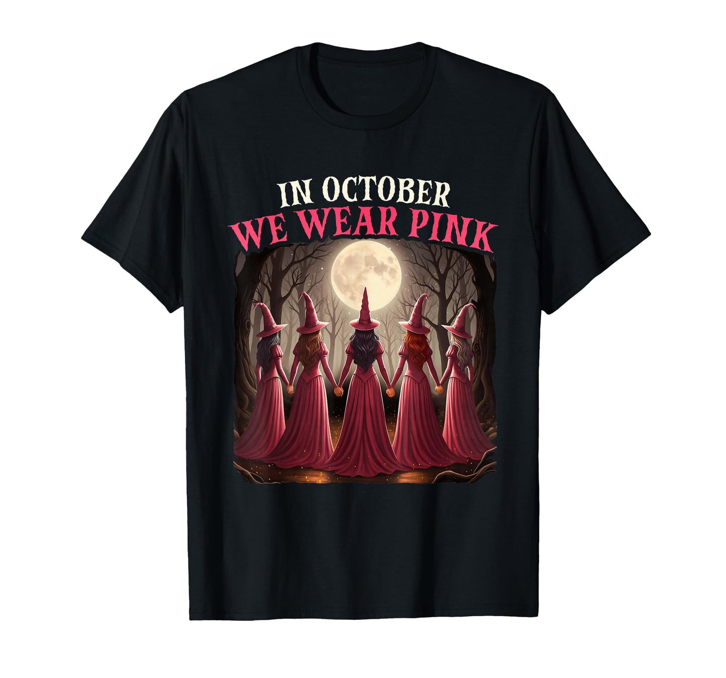 in October We Wear Pink - Halloween Breast Cancer Awerness T-Shirt