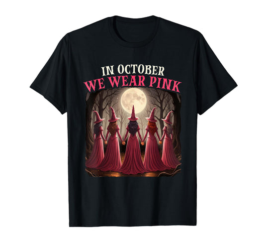 in October We Wear Pink - Halloween Breast Cancer Awerness T-Shirt