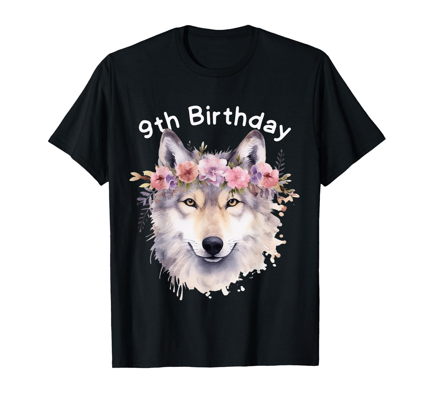 9th Wolf Birthday Nine years Girl Wolf Pack Party Wolves Kid T-Shirt