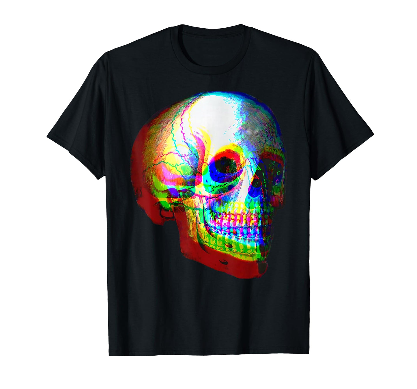 Skull Trippy Vaporwave Halloween Techno Rave EDM Music Party T-Shirt
