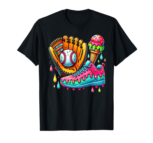 Ice Cream Drip Baseball Stuff Baseball Drip For Boys Kids T-Shirt