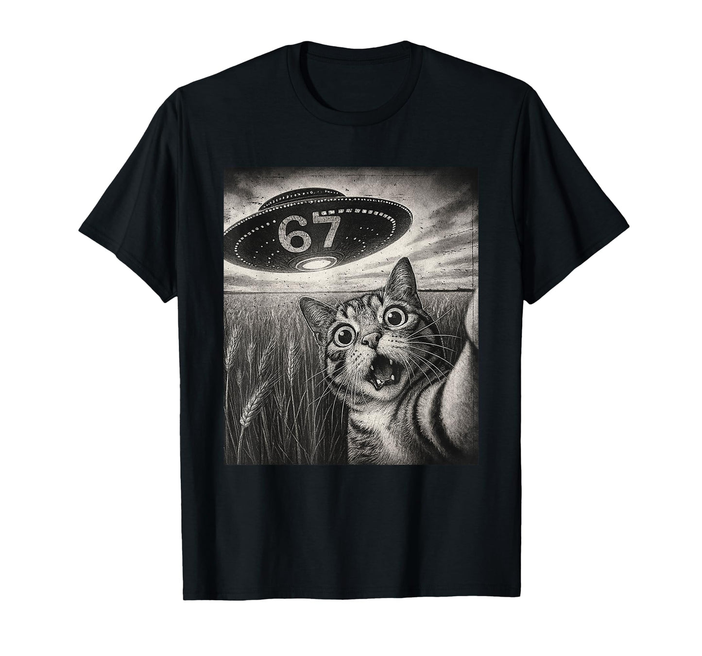 67 Meme Cat Selfie UFO T-Shirt