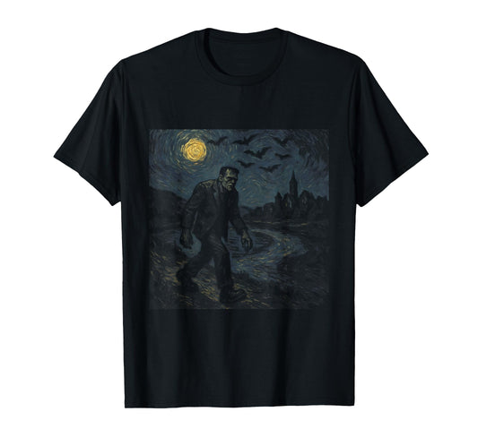 Frankenstein Starry Night - Funny Van Gogh Halloween T-Shirt