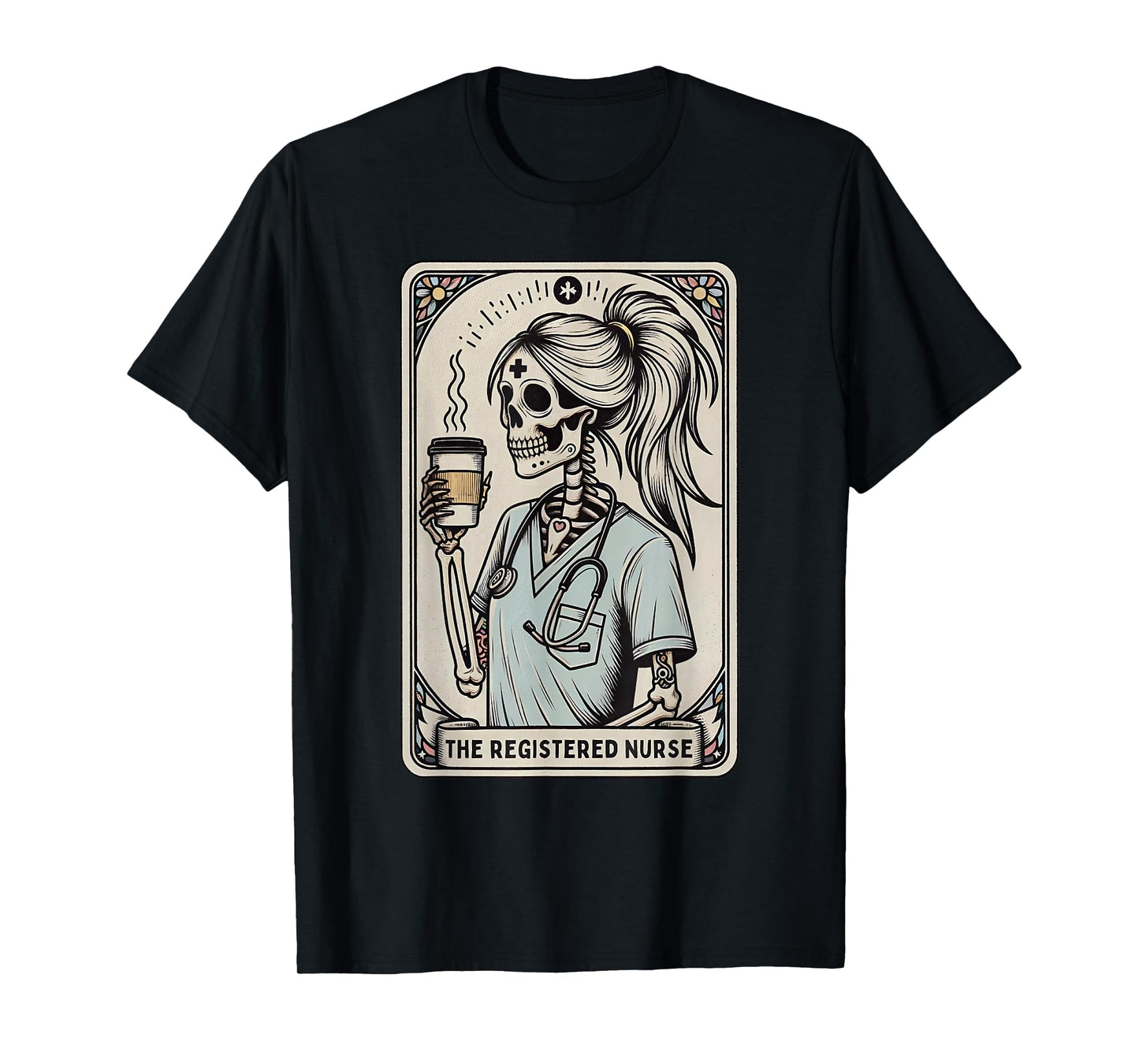 The Registered Nurse Tarot Card Skeleton Happy Halloween T-Shirt