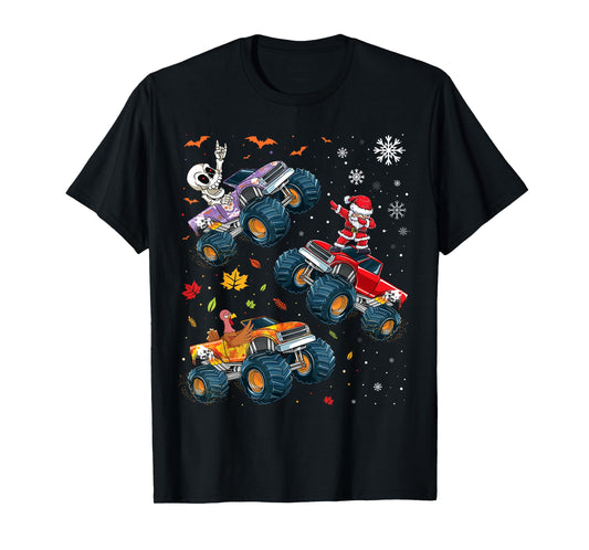 Happy Hallothanksmas Adults Kids Graphic Halloween Christmas T-Shirt