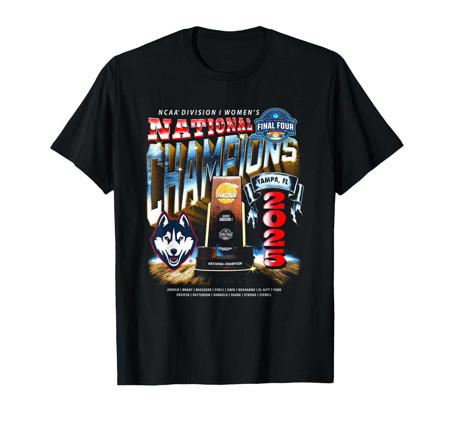 UConn 2025 Women's Basketball National Champions NIL T-Shirt