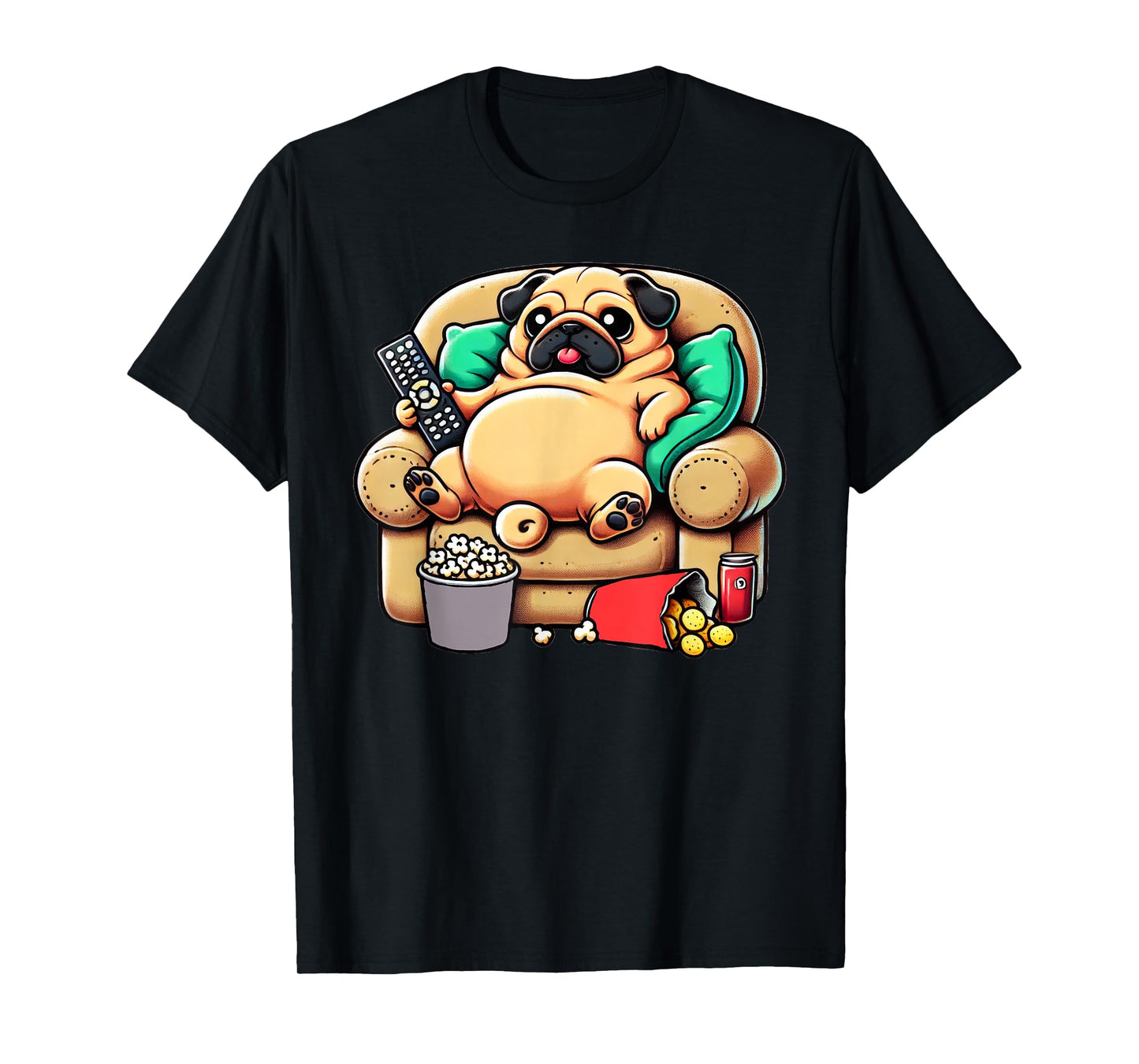 Dog Pug Couch Potato Funny T-Shirt